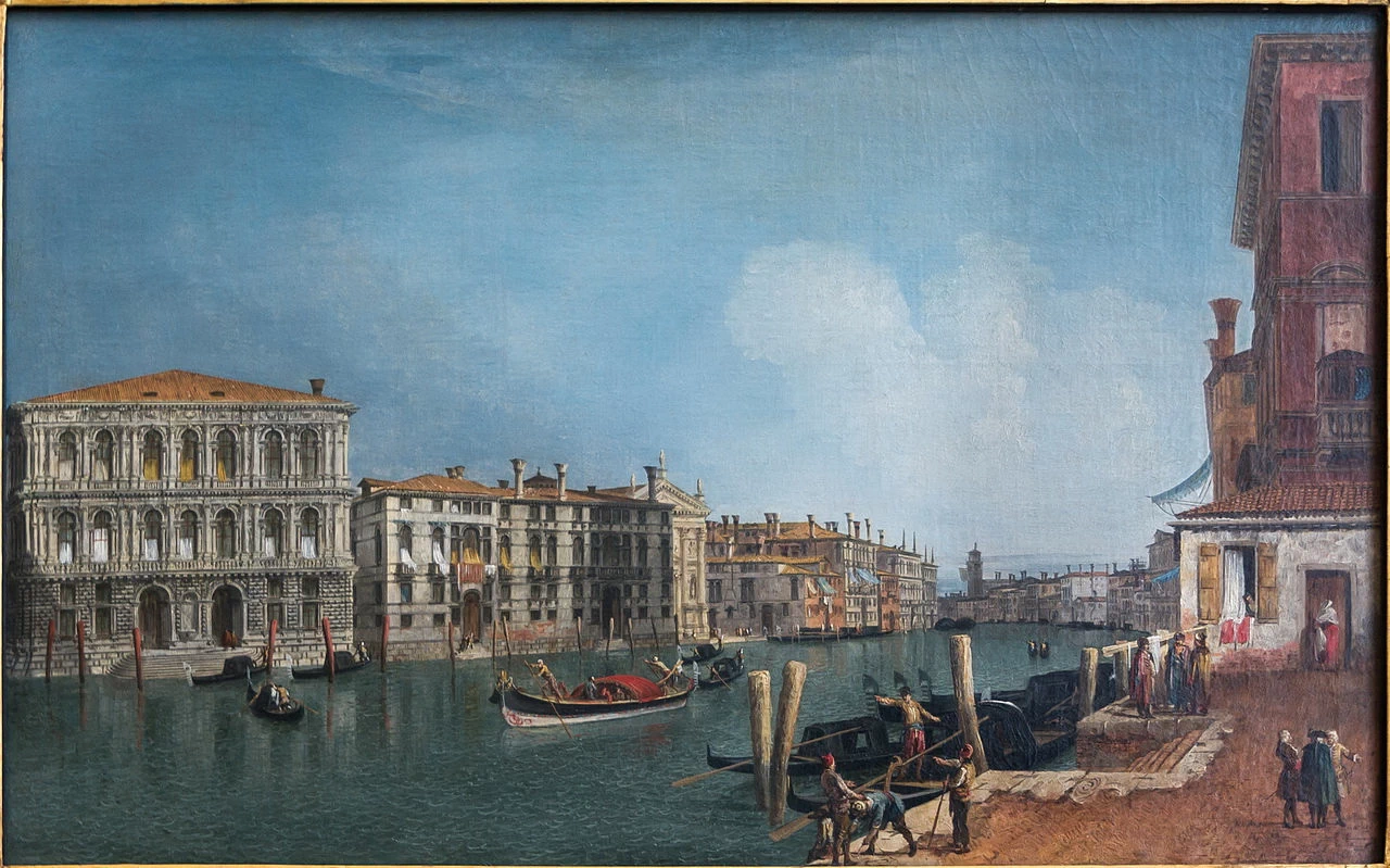 Il Canal Grande, Venezia, con Ca' Pesaro e Palazzo Foscarini - Giovannelli, dal Campiello di Palazzo Gussoni